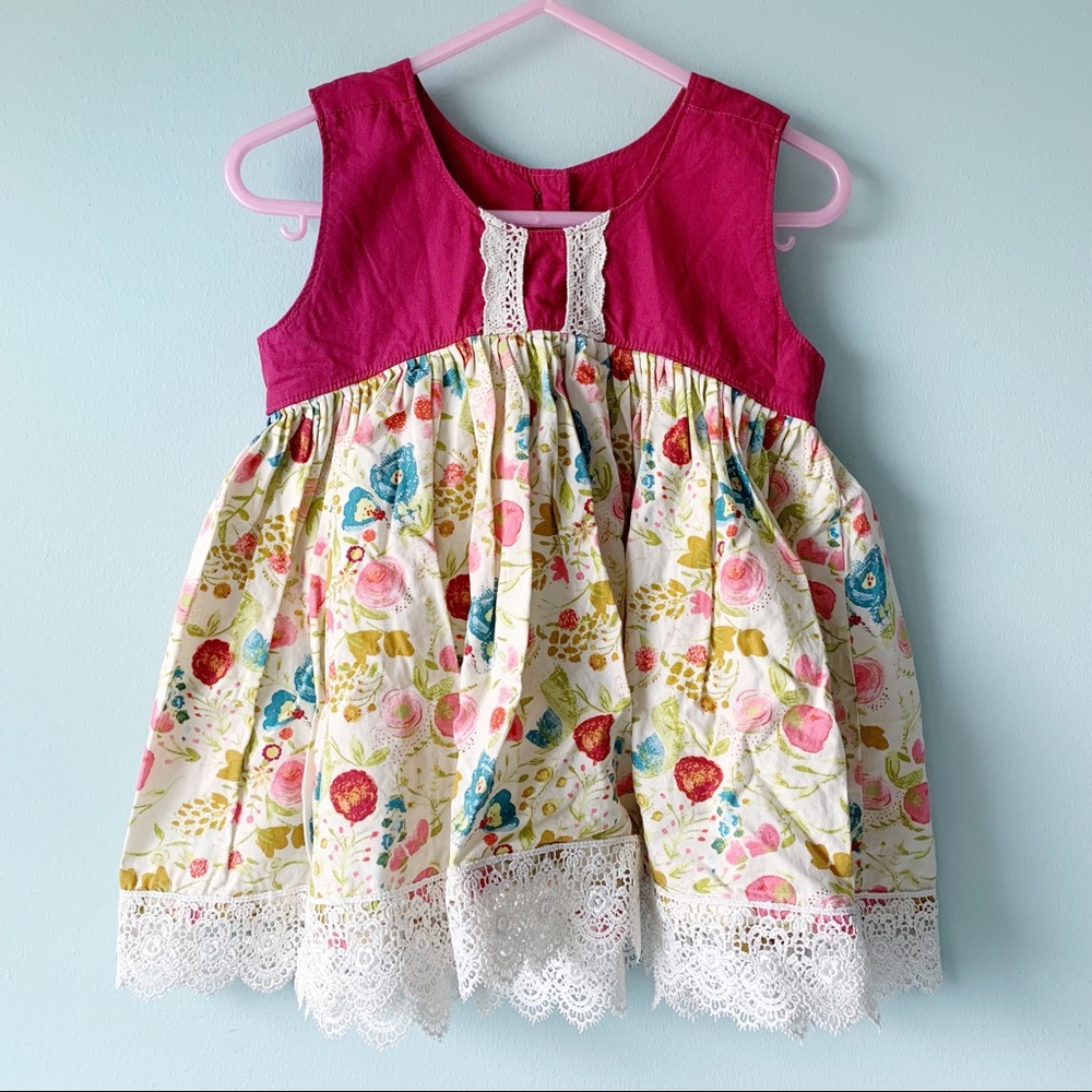 Boutique Handmade Floral Plum Dress 2/3